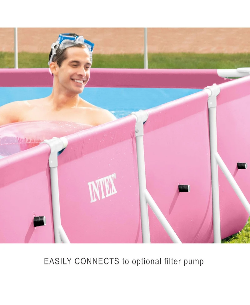 Intex 84" x 23.62" Outdoor Rectangular Frame Above Ground Swimming Pool, Pink