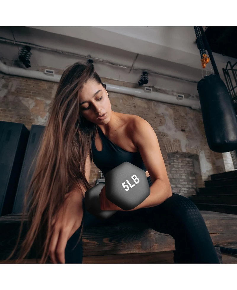 BalanceFrom Fitness 5, 8, and 12 Pound Neoprene Coated Dumbbell Set with Stand
