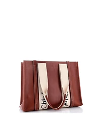 Pre-Owned Chloe Medium Woody Tote Leather with Canvas