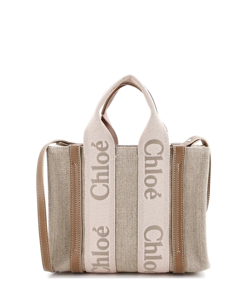 Pre-Owned Chloe Small Woody Convertible Tote Canvas with Leather