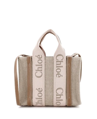 Pre-Owned Chloe Small Woody Convertible Tote Canvas with Leather