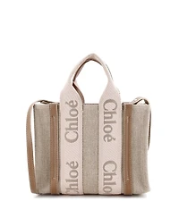 Pre-Owned Chloe Small Woody Convertible Tote Canvas with Leather