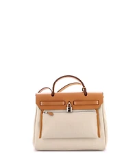 Pre-Owned Hermes 31 Herbag Zip Leather and Toile
