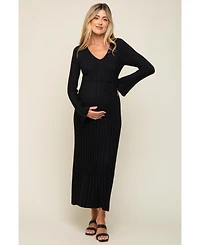 Pinkblush Maternity Taupe Ribbed Knit Maxi Dress