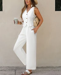 Cupshe Women's Sleeveless Vest & Wide Leg Pants Set