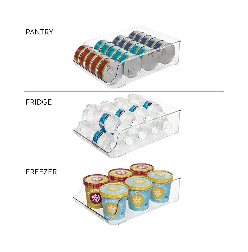 iDesign Water Bottle Organizer for Fridge - Set of 4 - Clear - Made in Usa