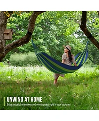 Sorbus Brazilian Double Hammock - Extra-Long Two Person Portable Hammock Bed for Indoor or Outdoor Spaces - Hanging Rope