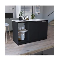 Tuhome Juniper Kitchen Island Black / Ibiza Marble Mdf