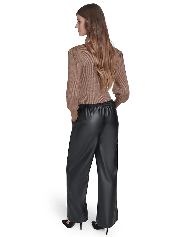 Halston Women's Mid Rise Wide Leg Pants