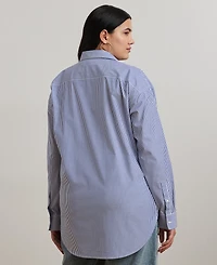 Lauren Ralph Plus Striped Stretch Cotton Shirt