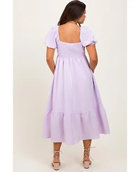 Pinkblush Maternity Lavender Sweetheart Stripe Smocked Back Midi Dress