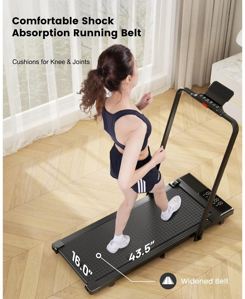 DeerRun 3-in-1 Walking Pad Treadmill 300lb capacity, 3.0HP quiet motor. Foldable for home/office use with remote & App control