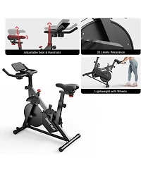 DeerRun Exercise Bike, Indoor Cycling Bike Brake Pad/Adjustable Magnetic Stationary Bike with App,