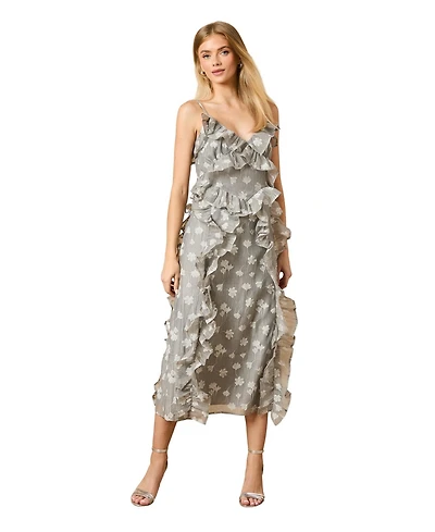 Oasis Women's Ruffle Front V-Neck Strappy Midi Dress