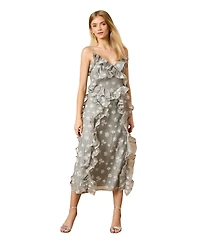 Oasis Women's Ruffle Front V-Neck Strappy Midi Dress