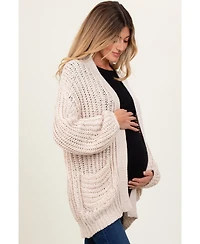 Pinkblush Maternity Beige Chunky Knit Oversized Pocket Cardigan