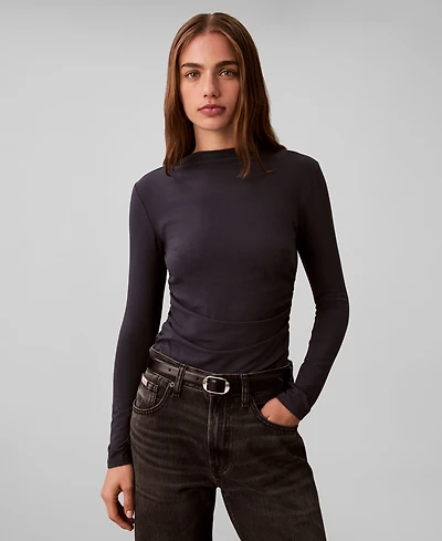 Calvin Klein Women's Slim Long Sleeve Mock Neck Top