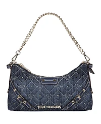 True Religion Studded Denim Chain Shoulder Bag