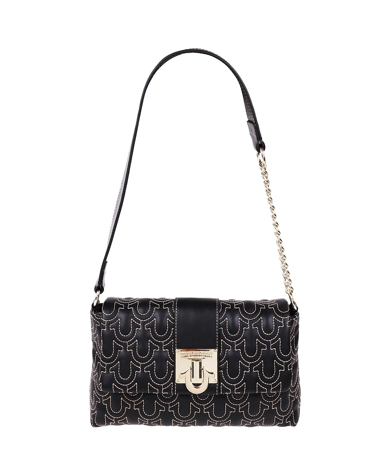 True Religion Horseshoe Quilt Logo Plaque Flap Shoulder Bag