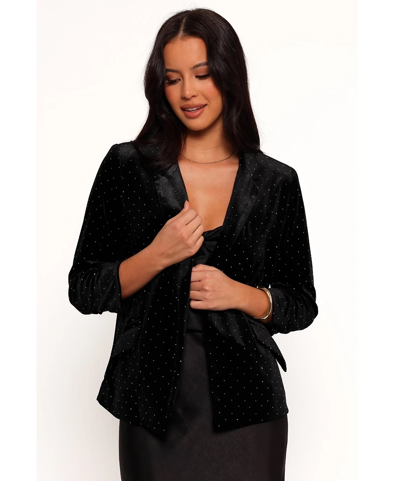 Petal and Pup Women's Inka All Over Rhinestone Velvet Blazer