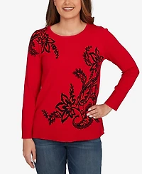 Ruby Rd. Petite Floral Paisley Jacquard Sweater