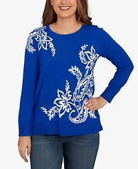 Ruby Rd. Petite Floral Paisley Jacquard Sweater