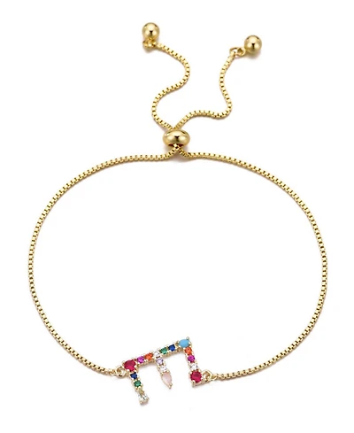 Adornia Gold Stone Multi Color Initial Bolo Bracelet