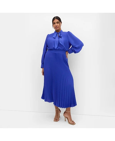 City Chic Women's Marily Pleat Midi Dress