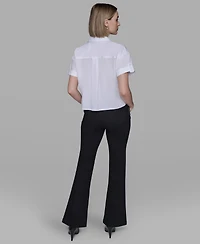 Karl Lagerfeld Paris Women's Collar Bow Applique Detail Top