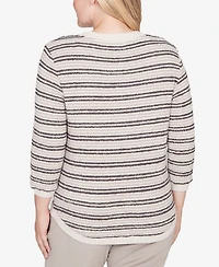 Alfred Dunner Calm Luxe Eyelash Striped Knit Top