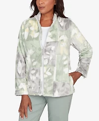 Alfred Dunner Stockbridge Leaf Patchwork Cozy Knit Jacket