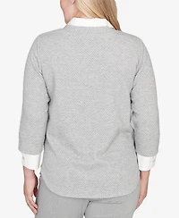 Alfred Dunner Stockbridge Diamond Jacquard Two One Top with Necklace