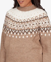 Alfred Dunner Vienna Fair Isle Gold Studded Sweater