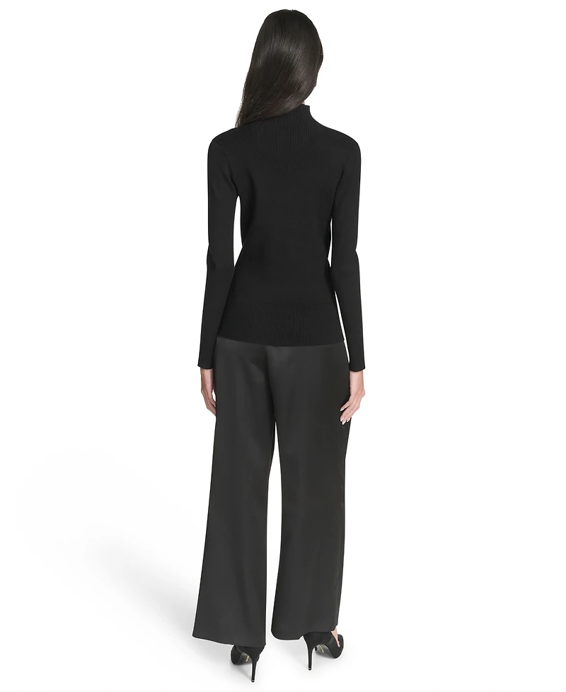 Halston Women's Embellished Long Sleeve Turtle Neck Top