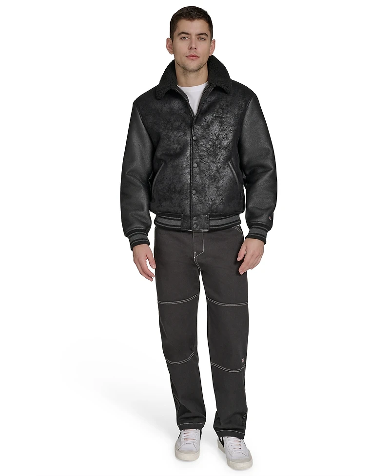 Champion Men's Faux Shearling Varsity Jacket