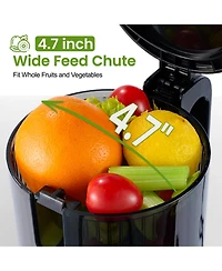Cold Press Juicer, 4.7" Large Feed Chute Masticating Juicer with Extended Extraction Tech for Fruits & Vegetables
