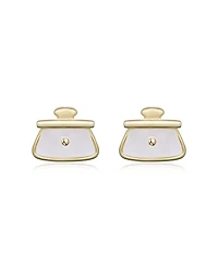 GiGiGirl 14K Gold Plated with Mother Of Pearl Stud Earrings For Kids