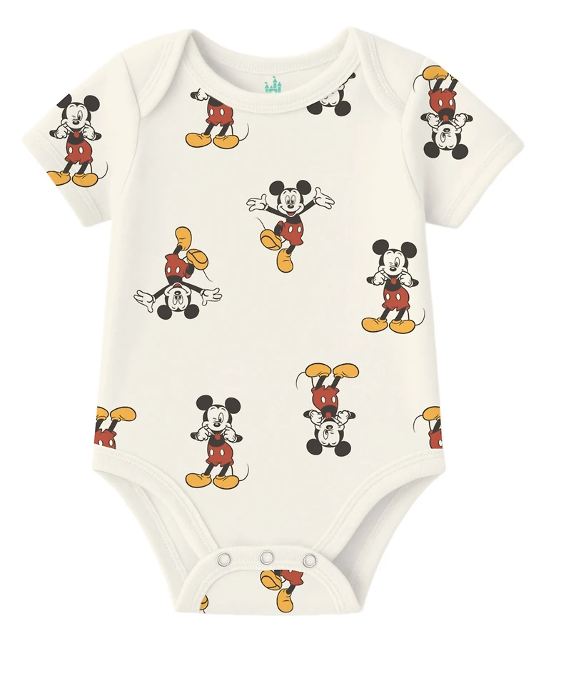 Disney Baby Boys 3-Pack Mickey Mouse Short Sleeves Bodysuit Set