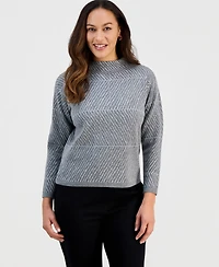 Jones New York Petite Mock-Neck Long-Sleeve Sweater