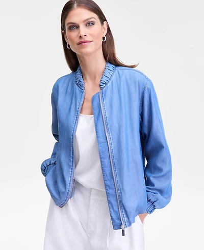 I.n.c. International Concepts Women's Chambray Bomber Jacket, Macy's Exclusive