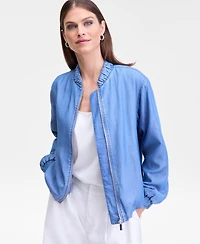 I.n.c. International Concepts Women's Chambray Bomber Jacket, Macy's Exclusive