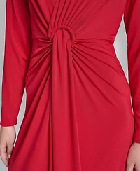 Dkny Women's Long Sleeve V-Neck O-Ring Dress