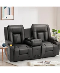Aecojoy Recliner Loveseat with Console&Bluetooth Speakers, Manual Rv Reclining Sofa