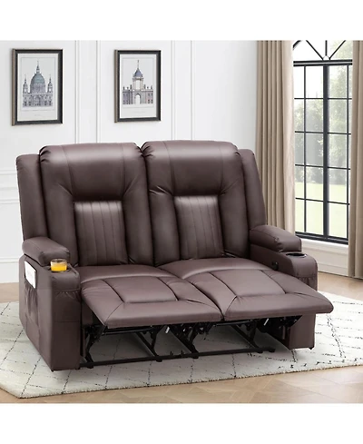 Aecojoy Loveseat Recliner with Cup Holders&Side Pockets