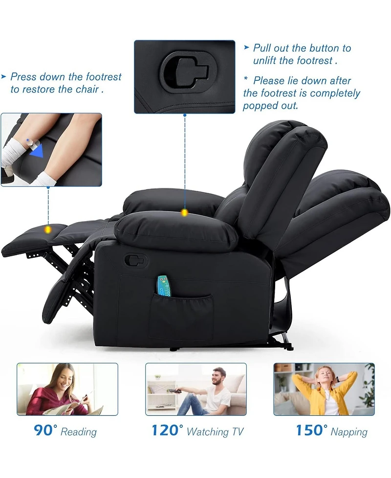 Aecojoy Loveseat Recliner with Heat&Massage Function, Rv Couch Wall-Hugger Reclining Sofa