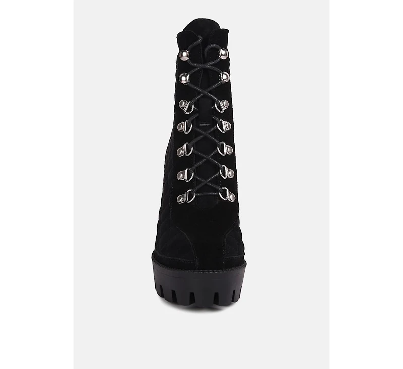 Yoko Womens Fine Suede Quilted Ankle Boots