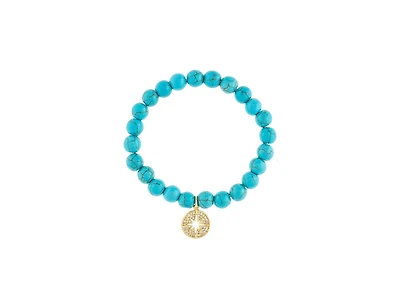 Turquoise Beaded Stretch Bracelet with Starburst Charm