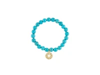 Turquoise Beaded Stretch Bracelet with Starburst Charm
