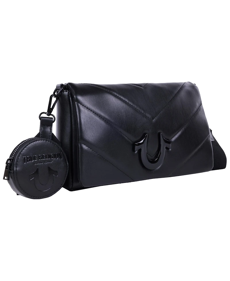 True Religion Quilted Flap Crossbody with Removable Pouch