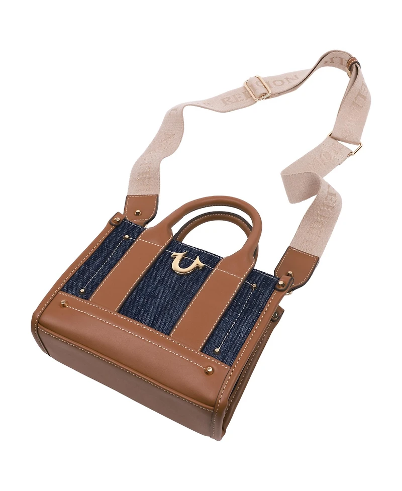 True Religion Denim Logo Strap Mini Tote